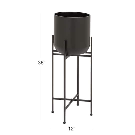 36" Black Metal Modern Planter